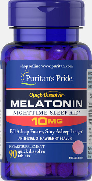 Quick Dissolve Melatonin 10mg Strawberry Flavor