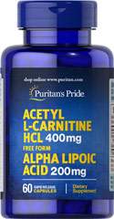 Acetyl L-Carnitine Free Form 400 mg with Alpha Lipoic Acid 200 mg